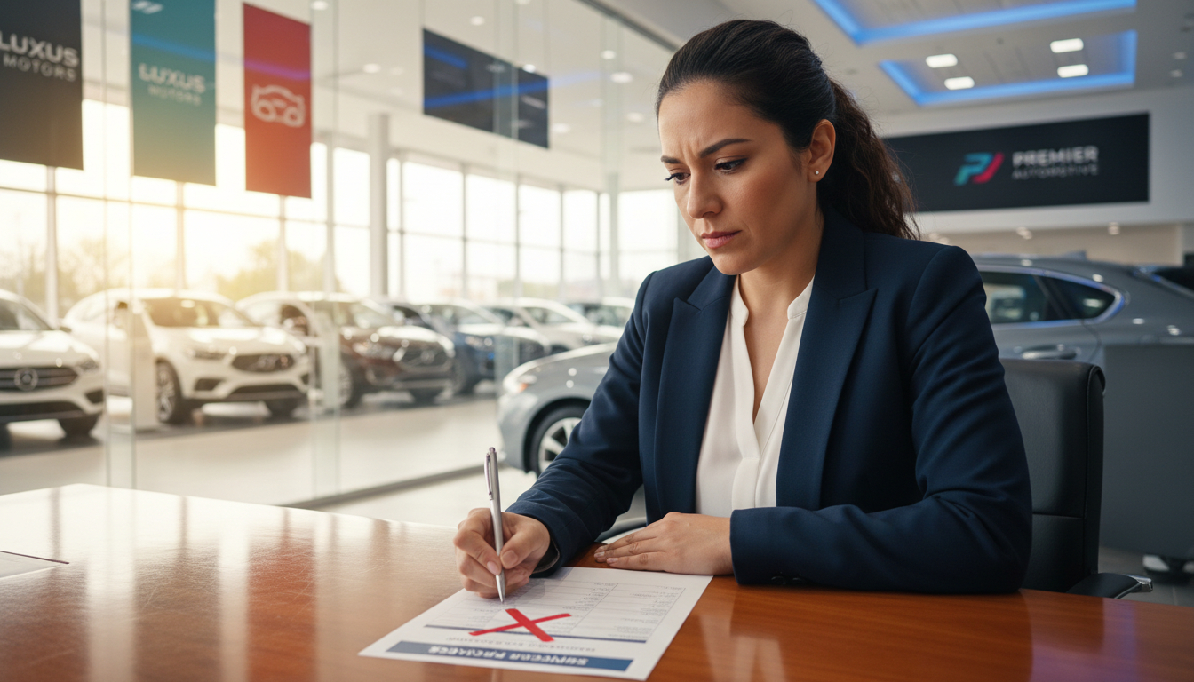 Ask for the full dollar price of every add-on, then decide against that number instead of the monthly payment the manager quotes.